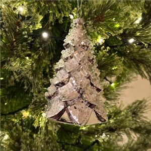 Balsam Hill Nordic Frost glass Christmas Tree Ornament 4.5”